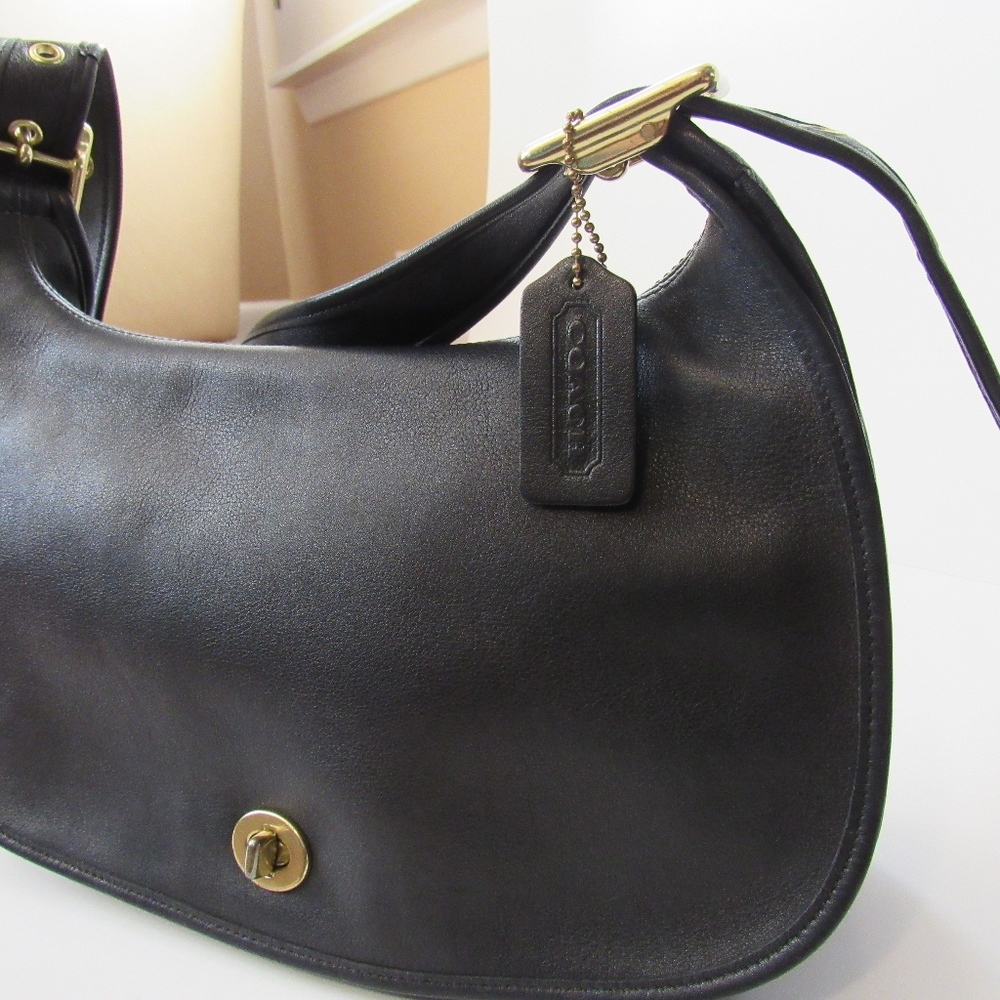 Vintage black leather Coach purse